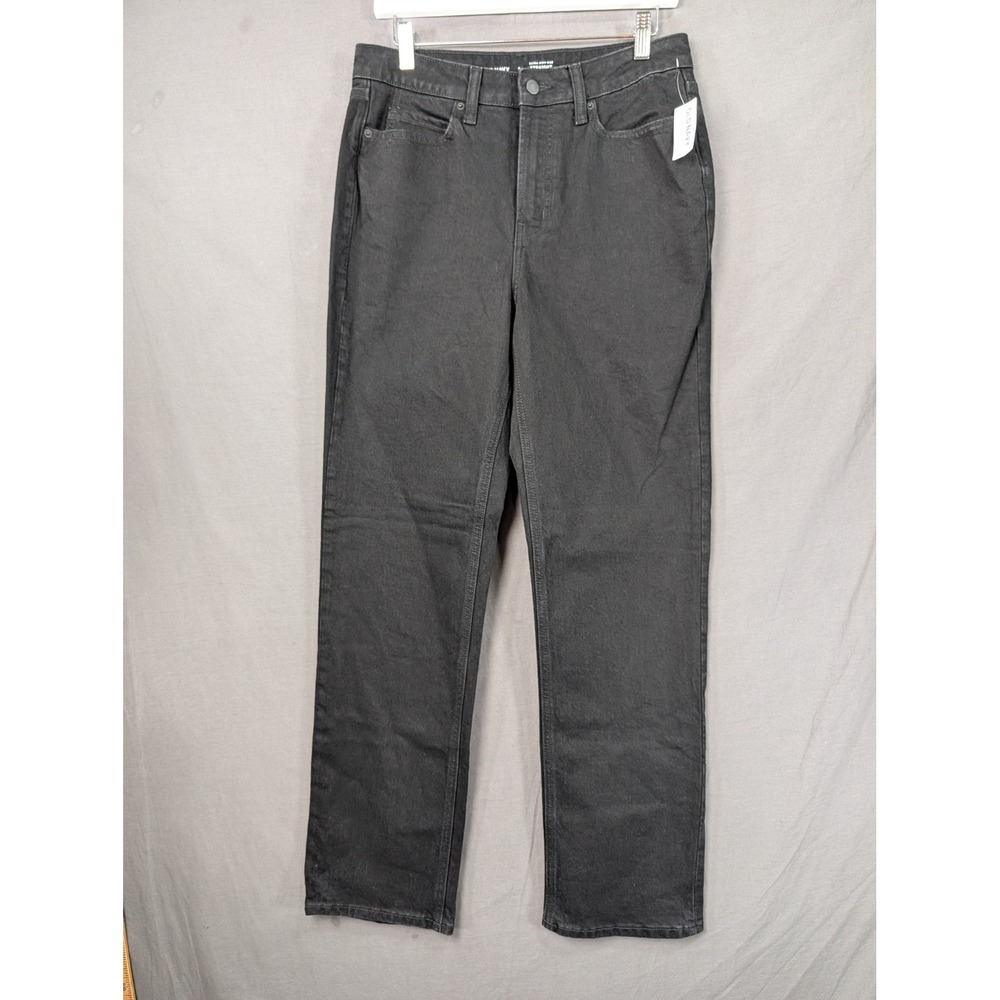 Old Navy Extra High-Rise Straight Secret-Smooth Pockets Black Jeans Womens 8